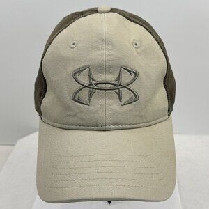 Under Armour Adjustable Tan Mesh Trucker Hat Embroidered Free Fit Snapback Cap